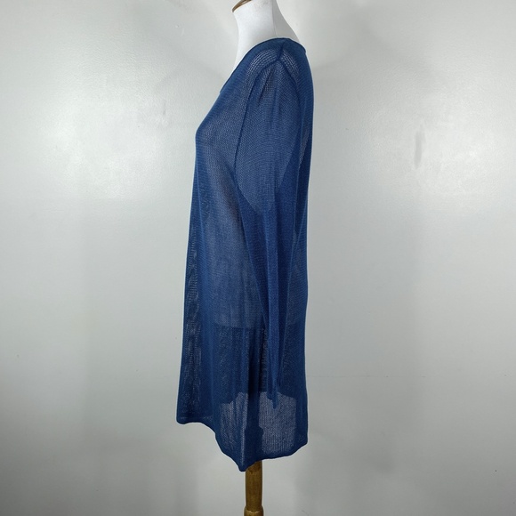 Chicos Open Knit Sweater Tunic Blue Sz. 3 (XL) Cover Up - Picture 4 of 9